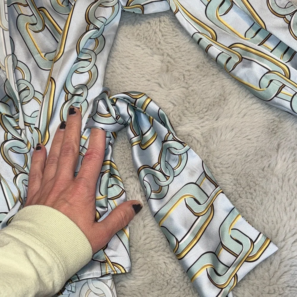 Zara Chain Print Wrap Blouse - Picture 5 of 11